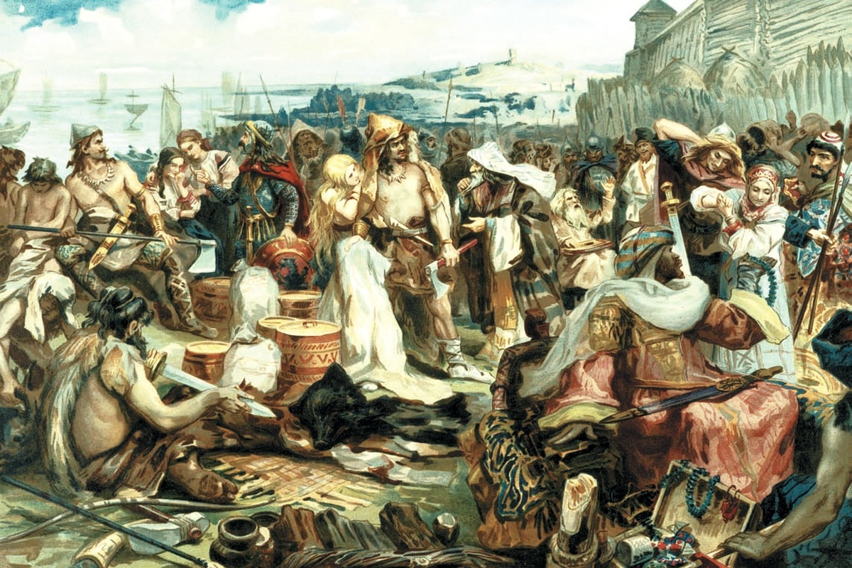    Неизвестный художник. Торг у древних славян. / из архива журнала "Родина"