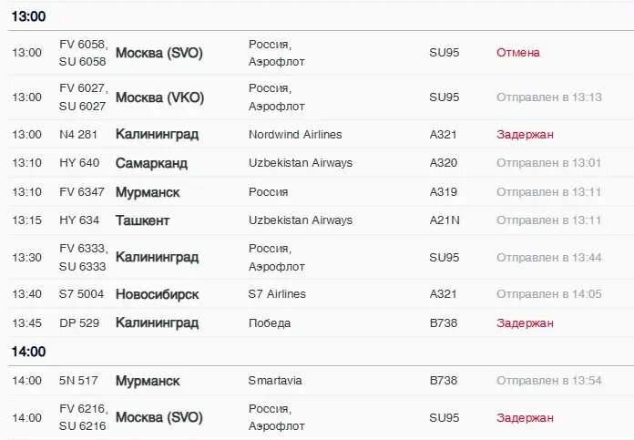    Фото: скриншот онлайн-табло Пулково