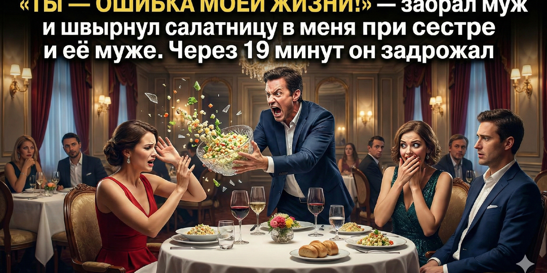 «Ты — ошибка моей жизни!» — заорал муж и швырнул салатницу в меня при сестре и её муже. Через 19 минут он задрожал