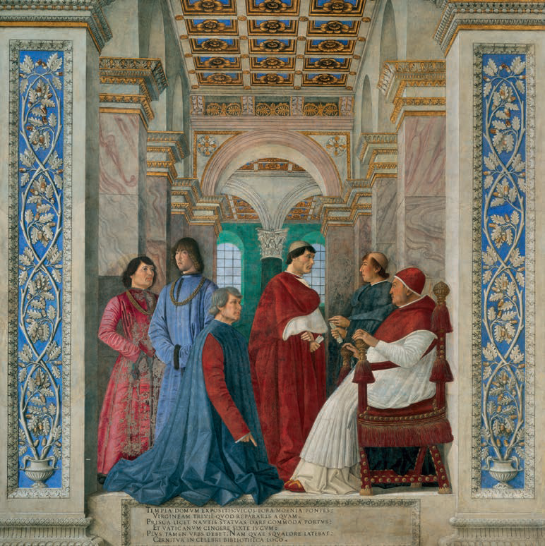 Мелоццо да Форли. «Папа Сикст IV назначает Бартоломео Платину первым библиотекарем
Ватиканской библиотеки». 1477. Музеи Ватикана, Ватикан