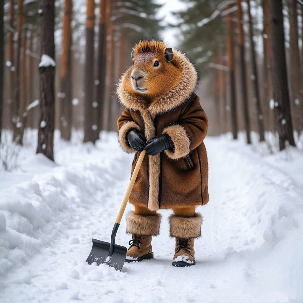 Капибары приехали нам чистить снег))).
