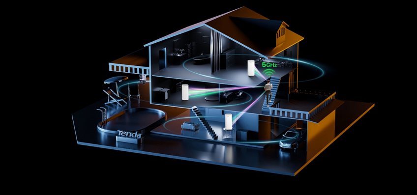 Tenda EE6 Pro — система Mesh Wi-Fi 7 BE5100, разработанная для обеспечения высокоскоростного доступа в Интернет в больших домах. Она создает бесшовную распределенную сеть с помощью технологии Tenda Mesh. Пять независимых FEM-модулей, объединенных технологией Xtra Range™ 2.0, Tenda EE6 Pro обеспечивают высокую скорость нового поколения Wi-Fi 7 (802.11BE) одновременно в двух диапазонах до 5011 Мбит/с.