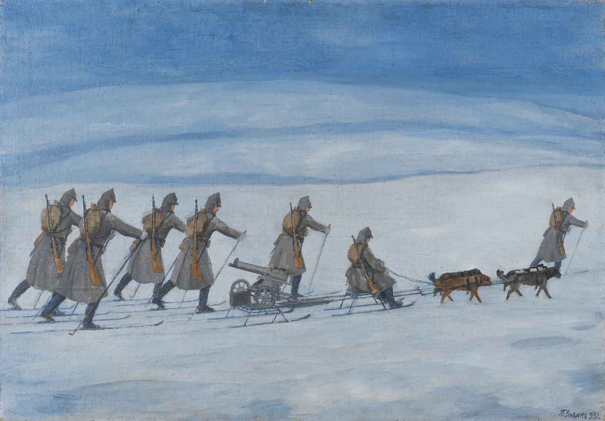 Голуборозовец Петр Уткин «Красноармейцы-лыжники»