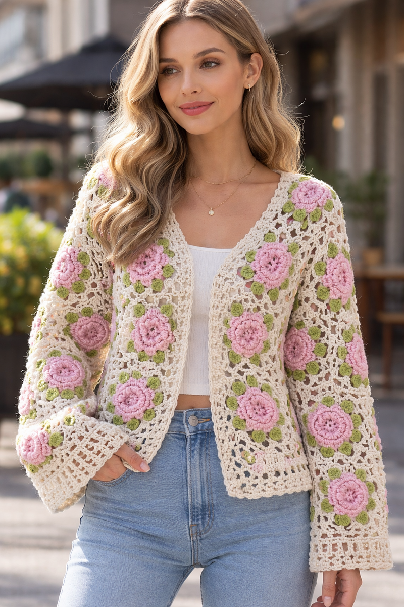 Джемпер из квадратов крючком — лёгкий романтический образ