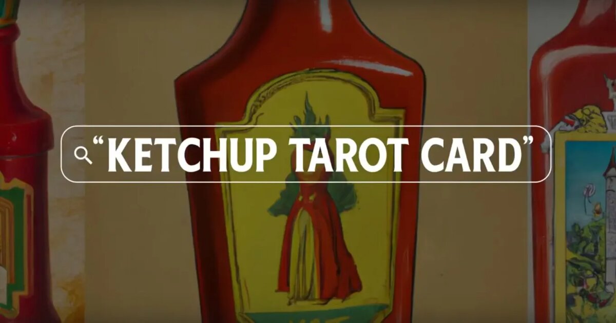 Компания Heinz в 2022 году впервые выпустила рекламу, сгенерированную ИИ. Нейросети давали задачу по‑разному визуализировать кетчуп: например, в космосе или в виде карты Таро. Каким бы ни был промпт, нейросеть выдавала бутылки с узнаваемыми чертами Heinz. Это продемонстрировало силу бренда. Позже компания выпустила серию бутылок с этикетками, созданными ИИ