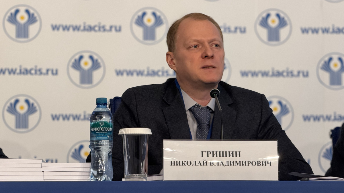   Николай Гришин, доктор политических наук, профессор кафедры сравнительной и прикладной политологии Российского государственного гуманитарного университета (РГГУ) на презентации своей книги «Право, права и «правила» в международном наблюдении за выборами и референдумами». Источник фото: Союз журналистов СНГ.