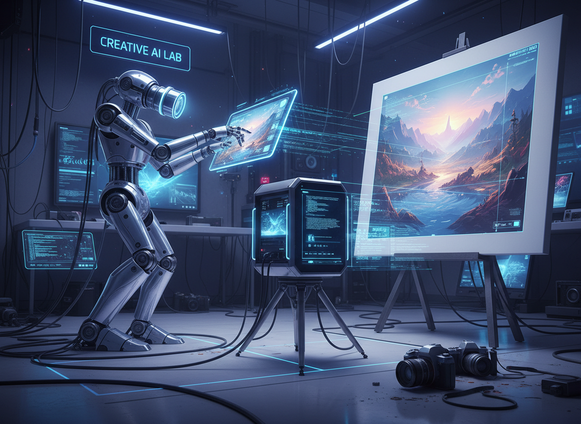 На картинке – фантазия нейросети на тему  «Как будет выглядеть мир, когда технологии заменят живых людей».