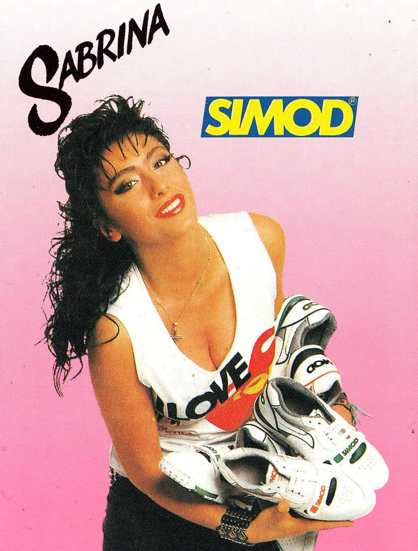 Sabrina рекламирует кроссовки Simod. 1988