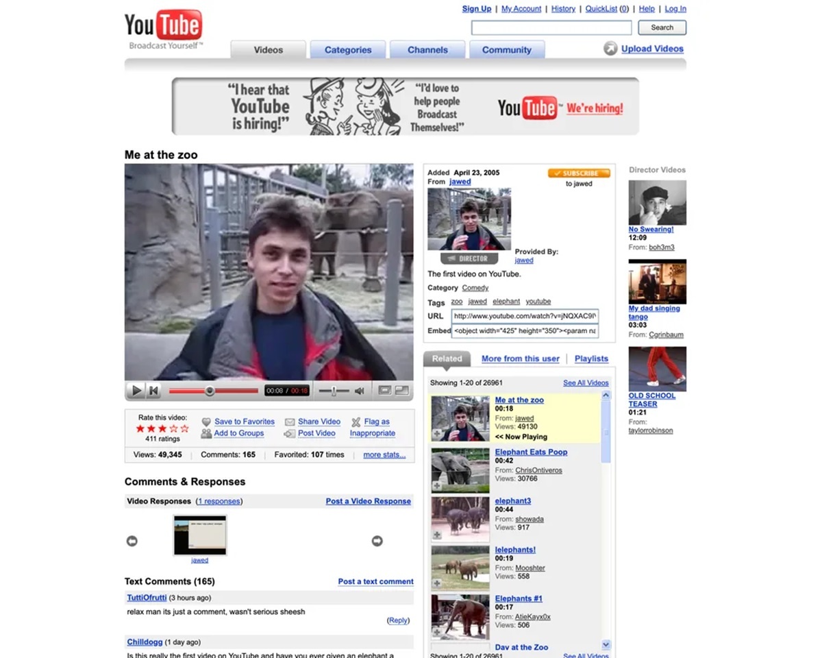    Так выглядела страница YouTube в далеком 2006-мYouTube