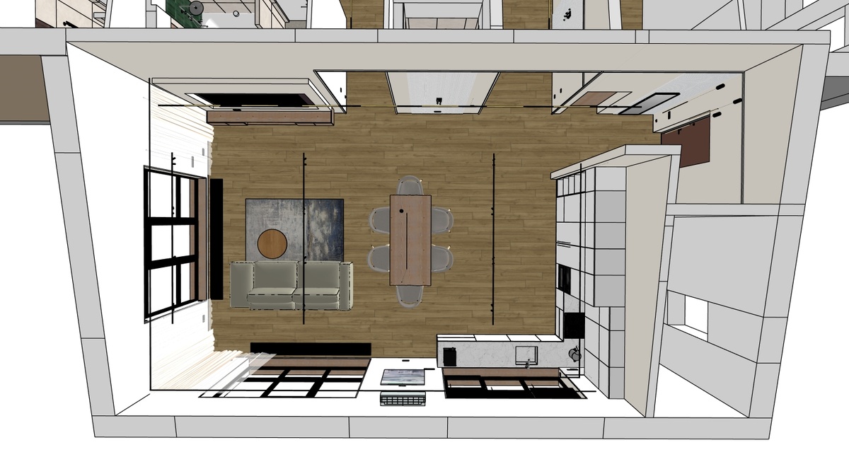 Эскиз кухни-гостиной в SketchUp
