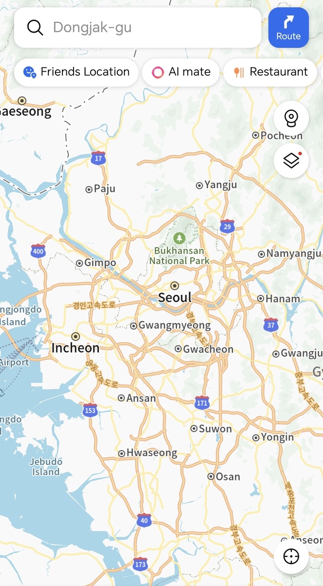 Скриншот из приложения Kakao Map