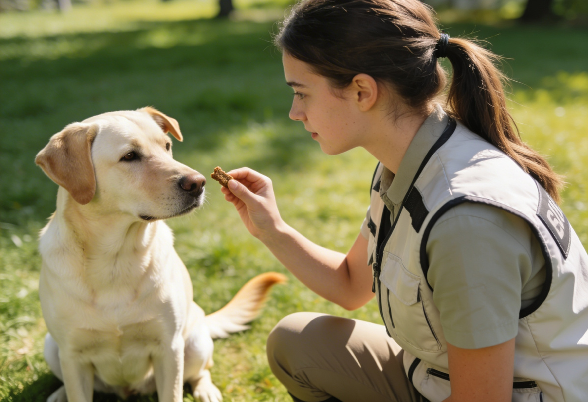 как отучить собаку тянуть поводок — кинолог с питомцем на свободном поводке в парке