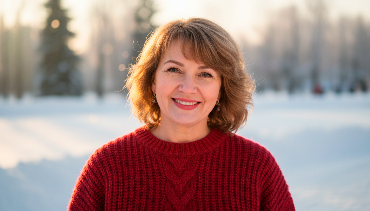 Три комплимента за один свитер. Красный у лица зимой делает чудеса.