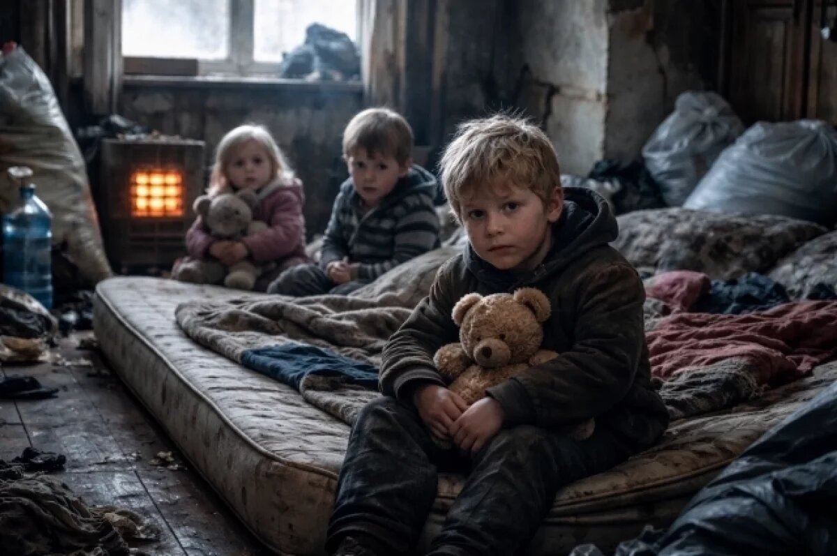    Очевидцы обвиняют мать троих детей в ужасных условиях их проживания.