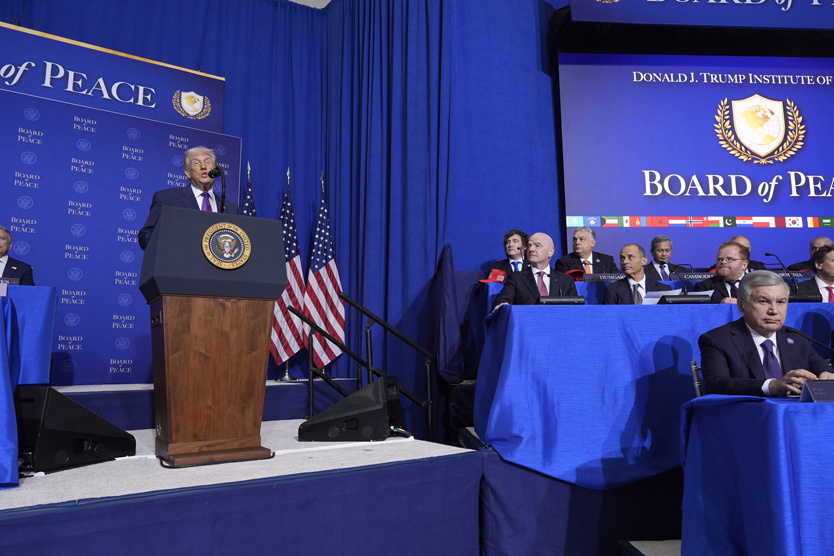 Выступление Трампа в «Совете мира»
 Фото: Mark Schiefelbein / AP / TASS