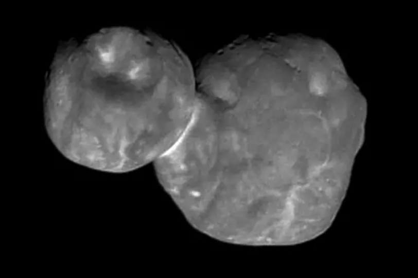 This image was taken by NASA's New Horizons spacecraft on Jan. 1, 2019 during a flyby of Kuiper Belt object 2014 MU69, informally known as Ultima Thule. 