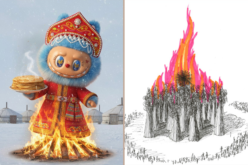     Фото: Археологический парк «Аргамач» / VK;     
Эскиз «Горящее сердце» Николая Полисского