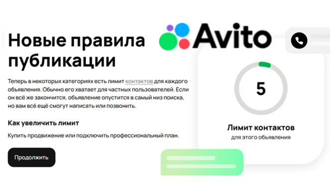 Лимит контактов на Авито