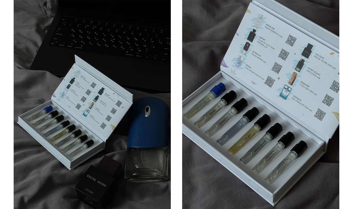 Пара ароматов из этого набора уже есть в коллекции мужа, но он уже успел приметить сразу два варианта для покупки флакона))