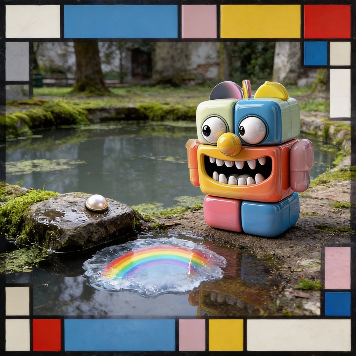 Кубиклёп получил в подарок пуговицу и в ответ оставил радужное пятнышко. 