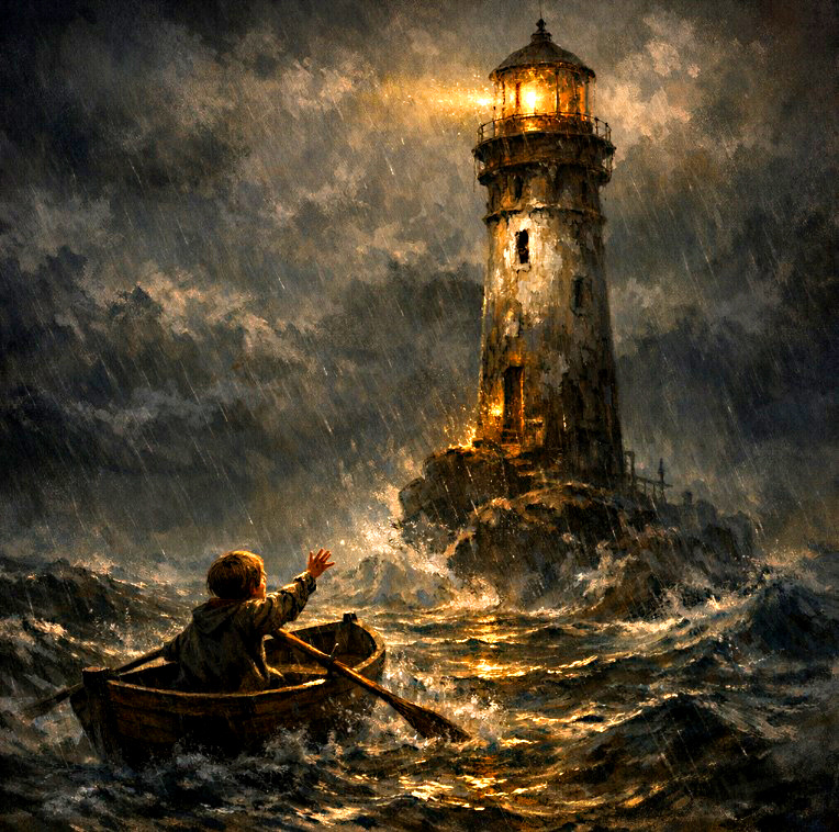 Маяк и лодка