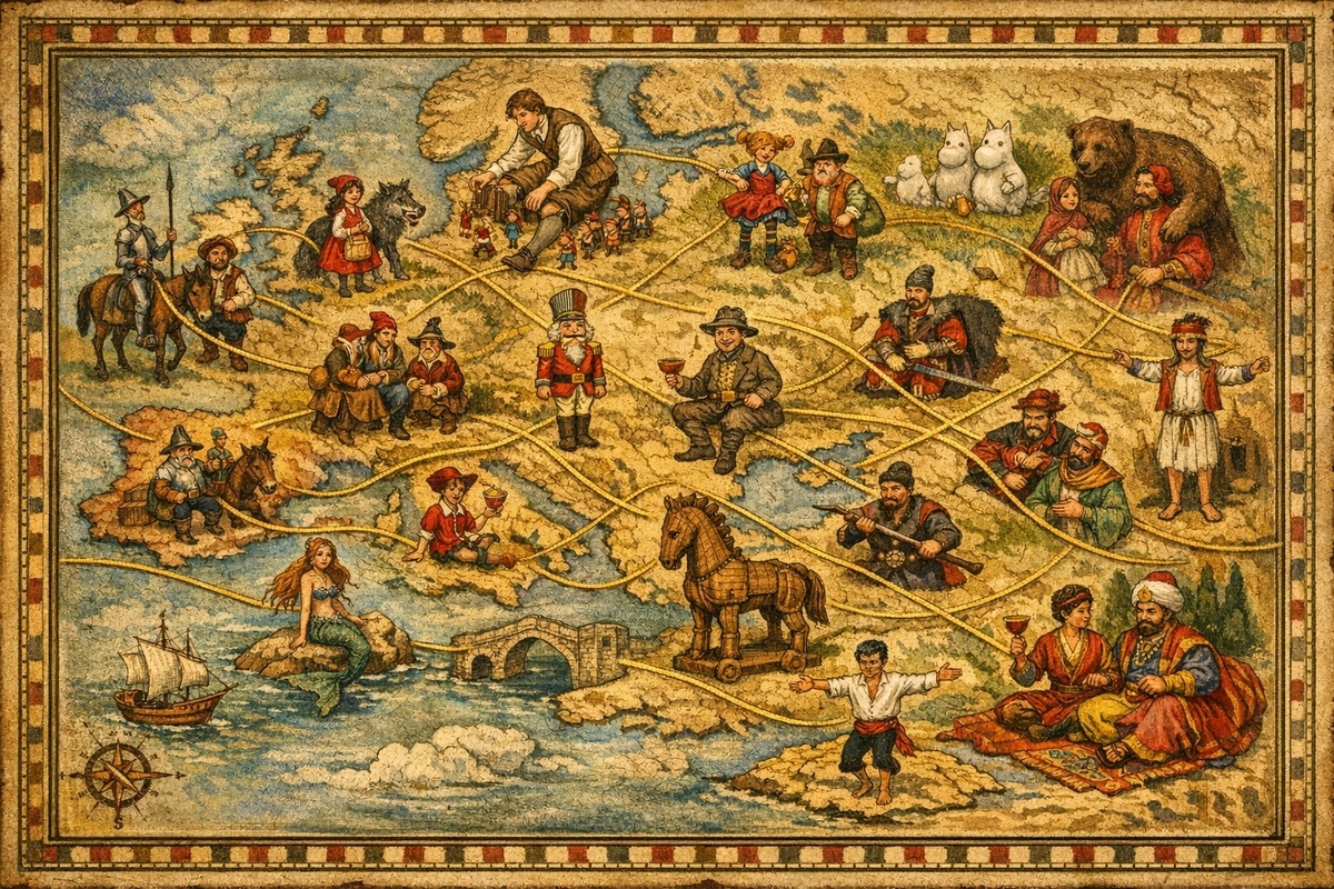 Это сгенерил ChatGPT. Расположение персонажей менее точное, но зато мне больше нравится по оформлению.