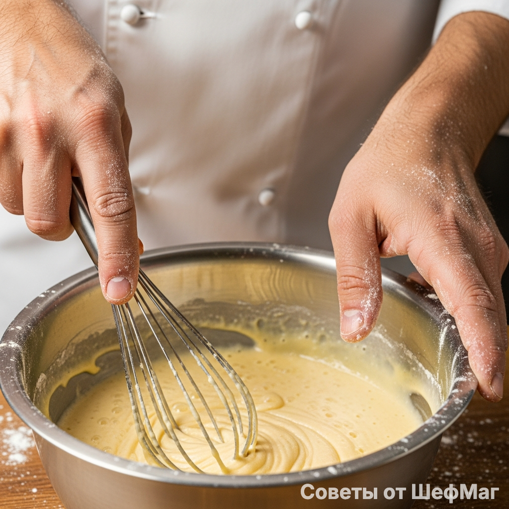 Пышная яичная масса - залог того, что рулет будет легким.