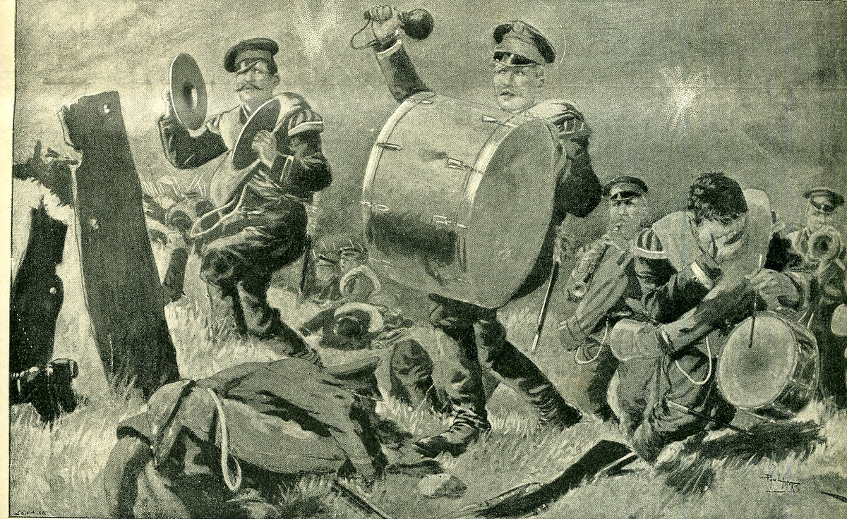 Атака позиции русским полком, музыканты впереди. Фото: wikipedia.org