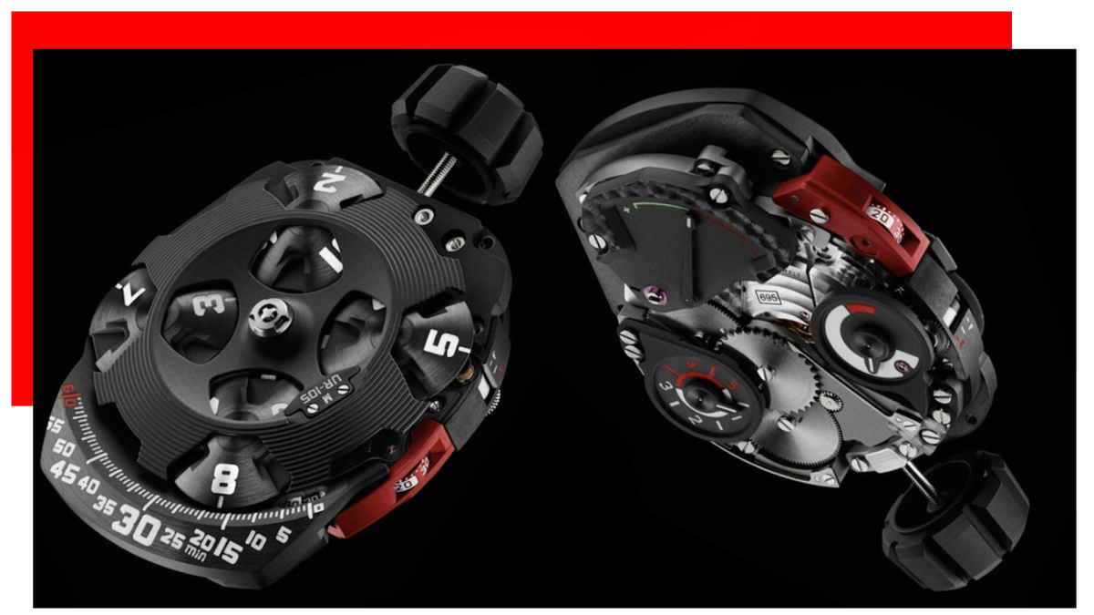 Сердцем этих новых часов является механизм с ручным заводом URWERK калибра 5.01 с 38 камнями. Механизм работает с частотой 28 800 колебаний в час.