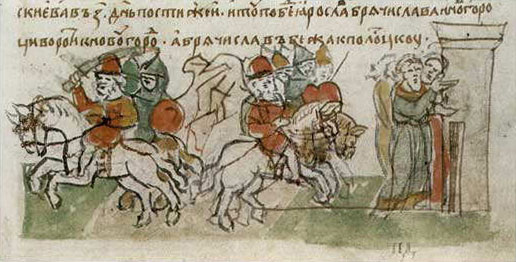 Битва на реке Судоме 1021 года, миниатюра из Радзивилловой летописи.