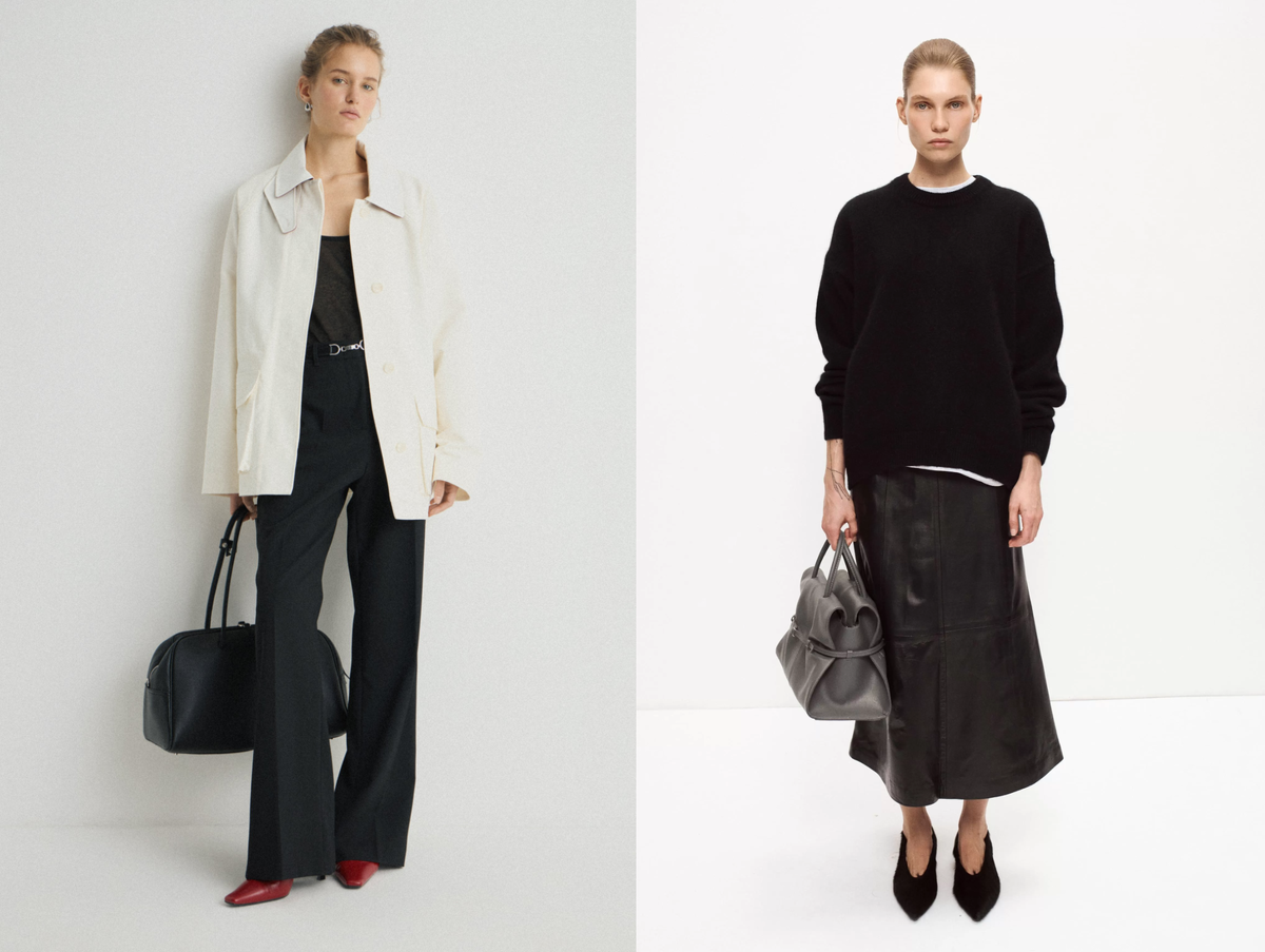 Образы из рекламной кампании Askent. В левом образе понравилось как расставлены цветовые акценты, а во втором как сочтеются разные фактуры в монохомном образе.