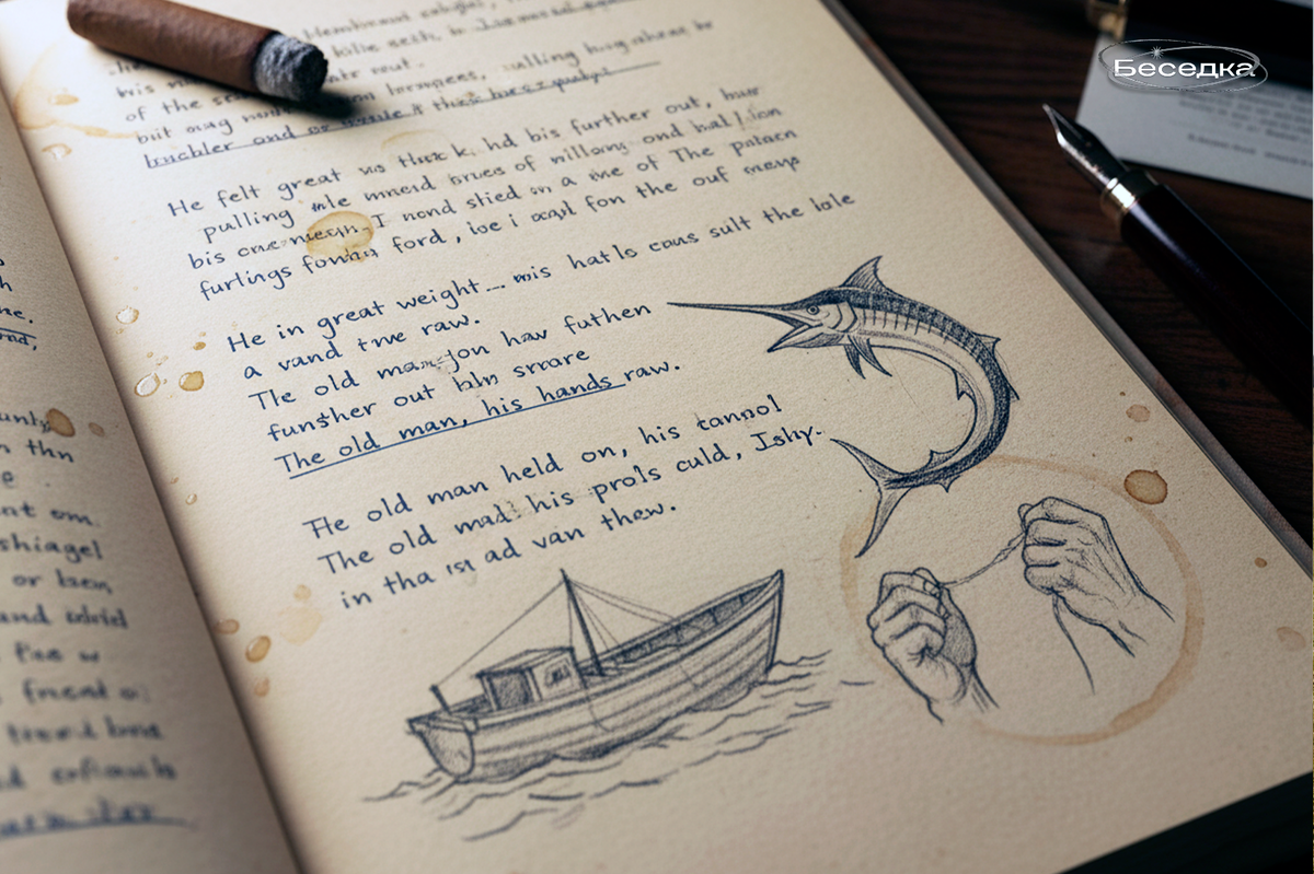 Хемингуэй сначала писал черновик, и только потом использовал печатную машинку