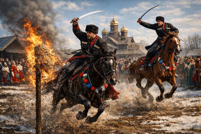 Как казаки праздновали Масленицу: традиции донских и кубанских войск. Обложка © Chat GPT