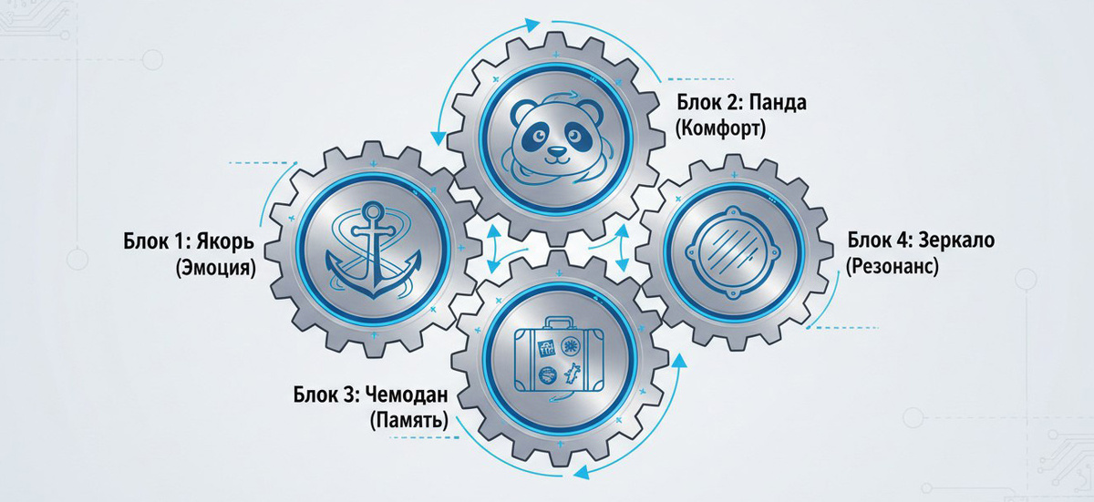 Взаимодействие четырех законов контент-психологии.