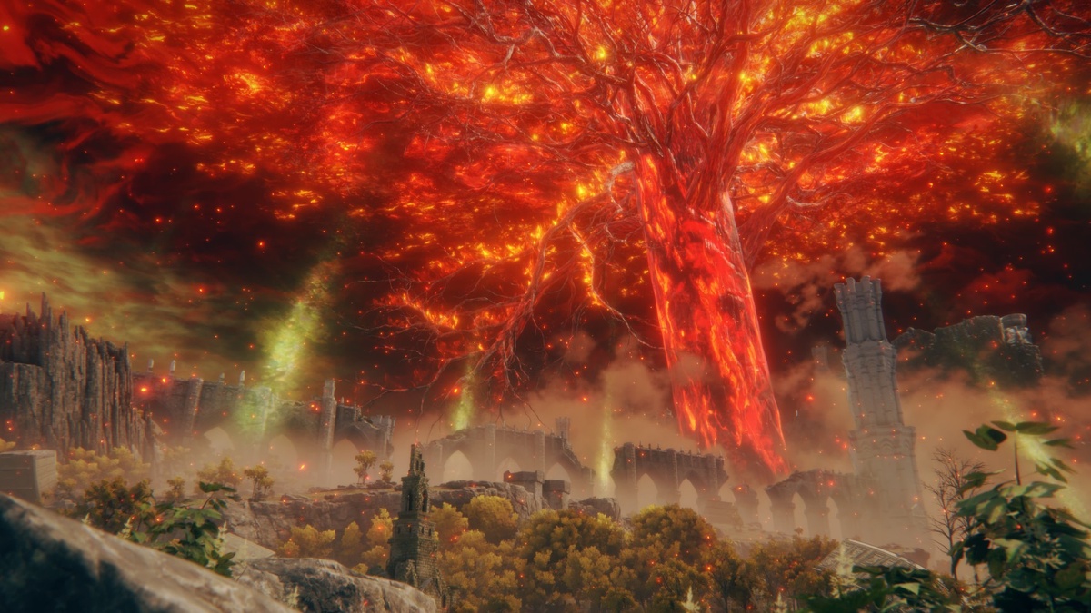 Даже в огне Древо Эрд выглядит величественно