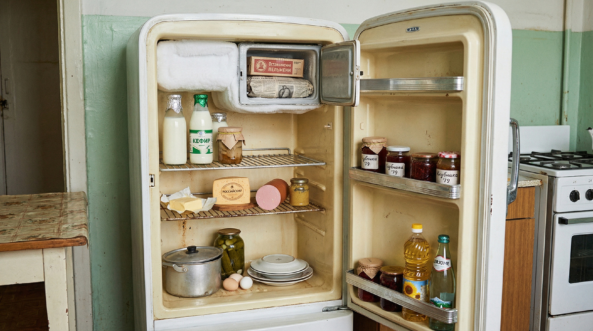 Открытый советский холодильник