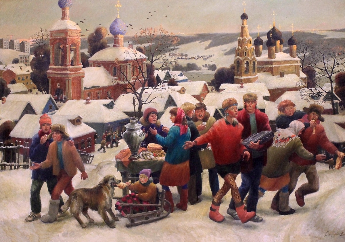 Алексей Смирнов-Воскресенский. "Широкая Масленица." 1990г. Источник изображения : vk.com›album- и яндекс картинка.