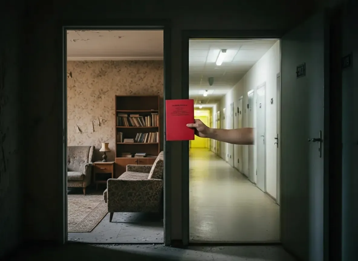 Слева — ваша привычная жизнь, пусть с долгами, но своя. Справа — 6 квадратных метров в коридорной системе и туалет на этаж. Между ними — всего шесть месяцев неуплаты и одно судебное решение. Выбирайте, где окажетесь вы. ⚖️🏚️