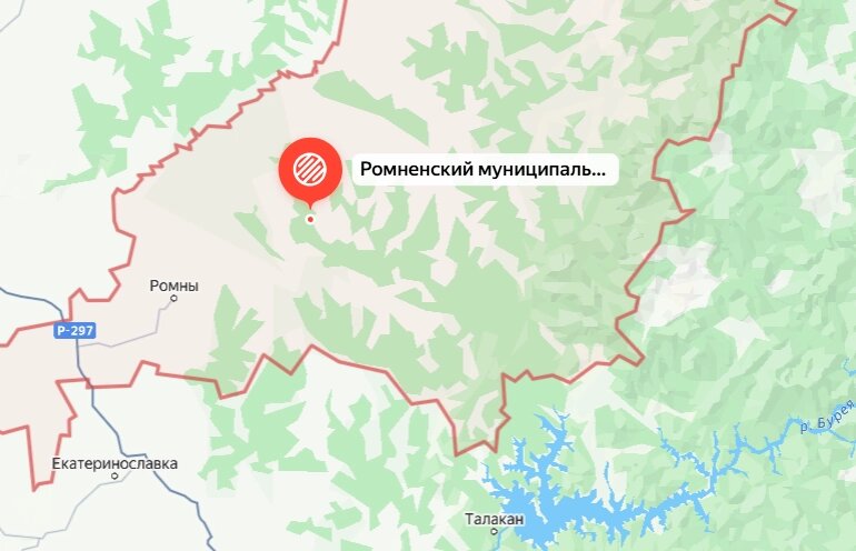    Место, где мог разбиться вертолет. Фото: Яндекс.Карты