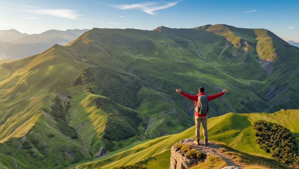 А это противоположная вершина долины, а внизу находится база Экофермы Кунцалу.