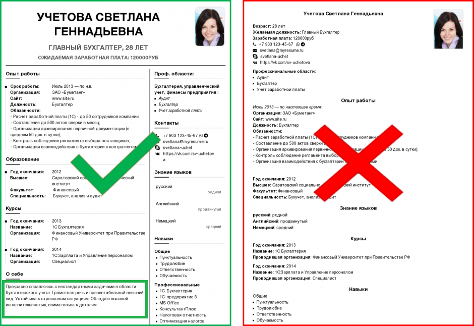 Профессиональное резюме