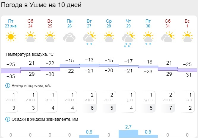 Метеоданные в посёлке Ушма