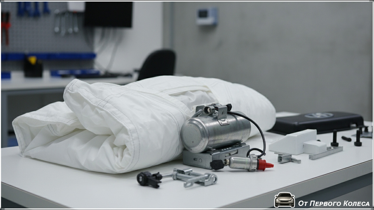 Разобранный модуль подушки безопасности