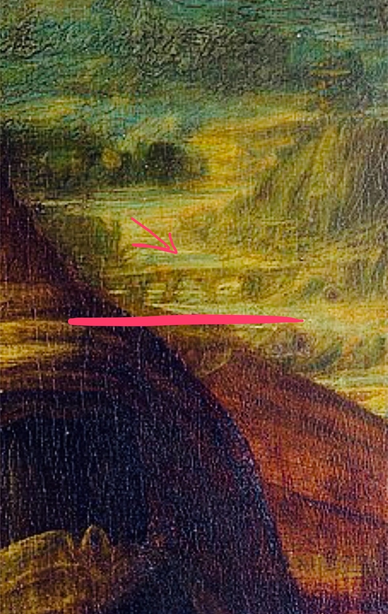 Мост на заднем фоне картины Мона Лиза. 