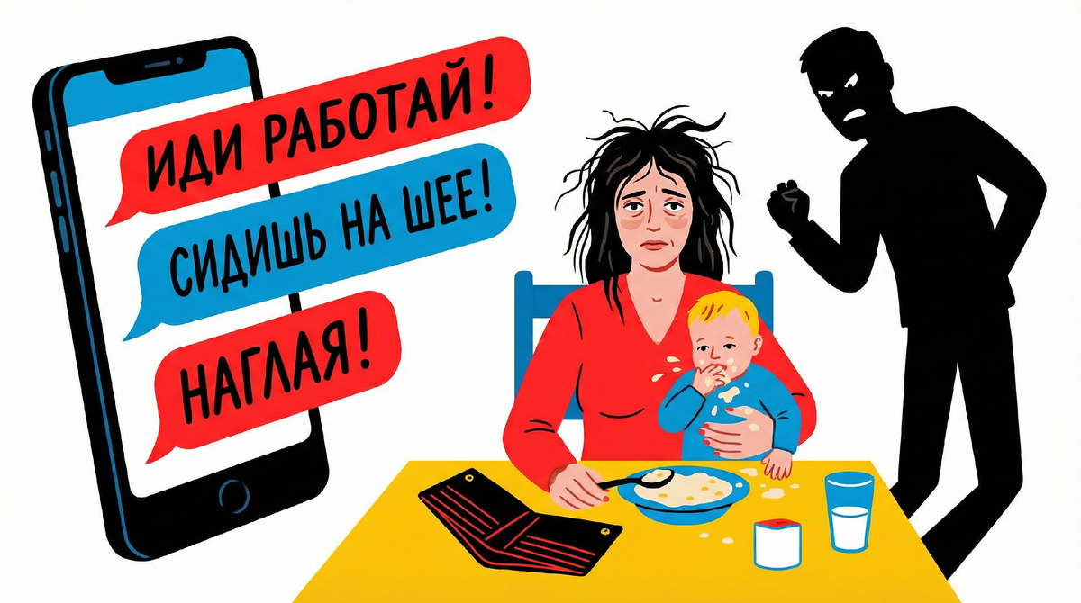💸 «Ты здоровая баба, иди работай! Не буду платить тебе ни копейки!» — написал бывший муж. Сыну полтора года. Мы в разводе. Алименты на ребенка (25%) он платит, а мне — нет