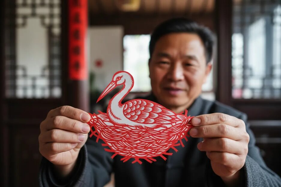 Элемент работы цзяньчжи — аист