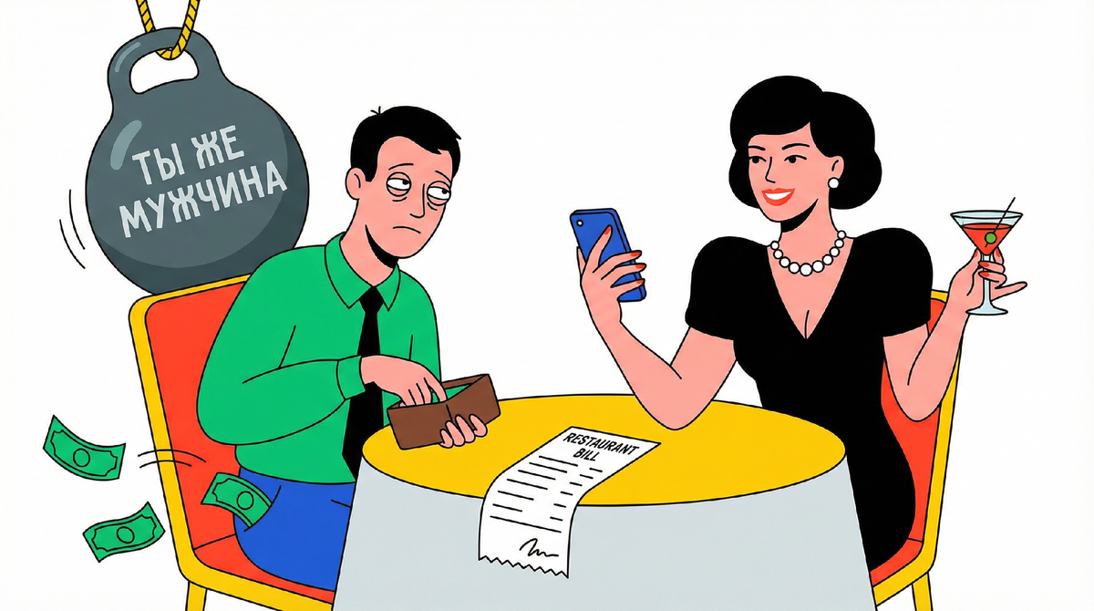 За 8 лет брака я понял: слово «равноправие» у нас работает в одну сторону. Карьера? Мы равны. Посуду мыть? «Помогай, не каменный век». Платить? Я снова «добытчик», хотя жена получает в два раза больше.