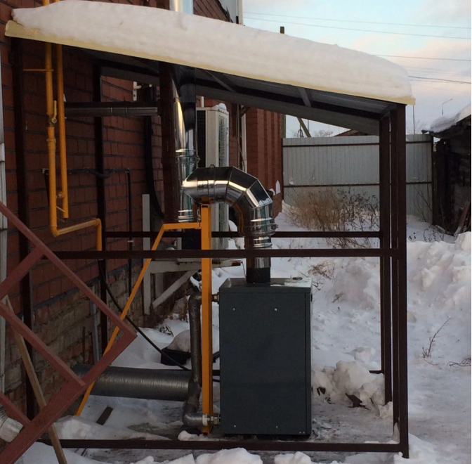 Котел наружного размещения зимой