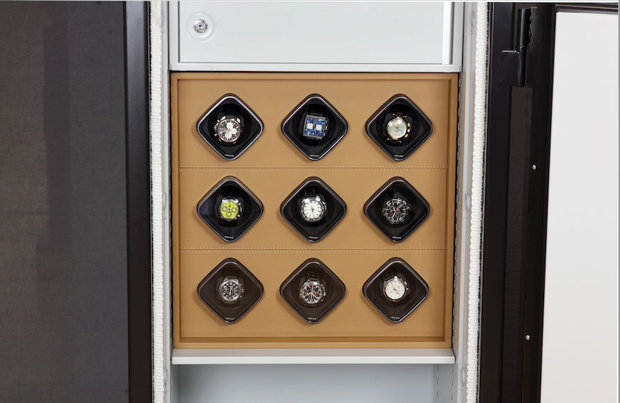Часовая вставка в сейфе KASO: модуль на 9 механизмов для автоподзавода часов