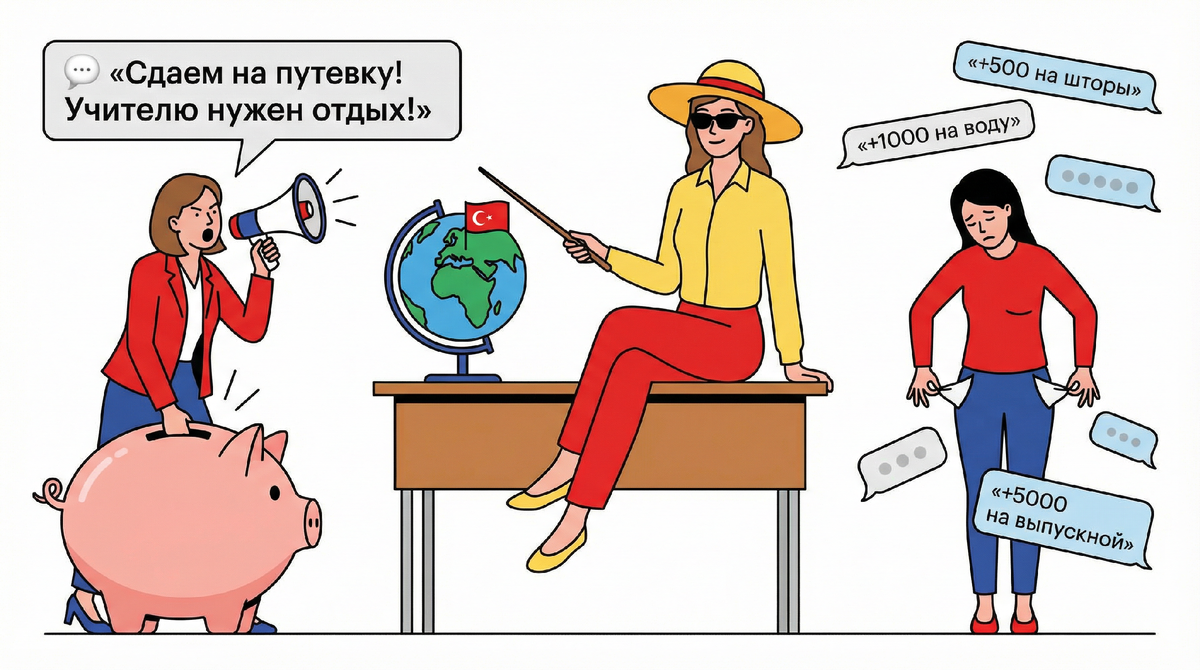 Родительский комитет решил подарить учительнице путёвку в Турцию на выпускной из 4 класса. Я посчитала сумму — и у меня отвисла челюсть
